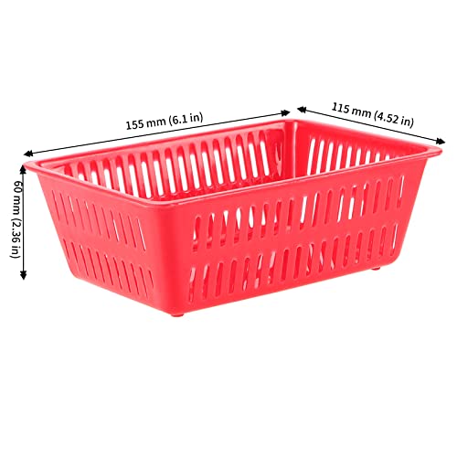 JAPCHET 24 Pack 6.1 x 4.5 x 2.4 Inches Classroom Storage Baskets, Small Plastic Baskets for Organizing 3 Assorted Color, Colorful Storage Tray Organizer for Office and School Supplies