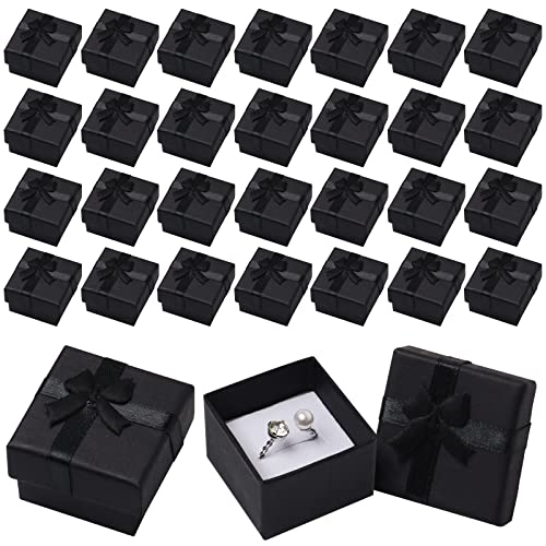 Zsxdc 36 Pieces Jewelry Black Ring Gift Box with Foam Ring Earrings Pendant Box Holder Black for Anniversaries, Weddings, Birthdays,Christmas