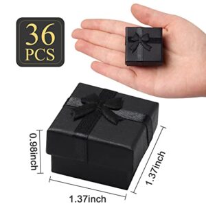 Zsxdc 36 Pieces Jewelry Black Ring Gift Box with Foam Ring Earrings Pendant Box Holder Black for Anniversaries, Weddings, Birthdays,Christmas