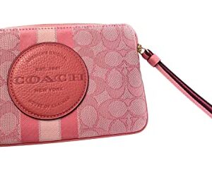 COACH Dempsey Large Corner Zip Wristlet In Signature Jacquard With Stripe Patch (IM/Taffy)