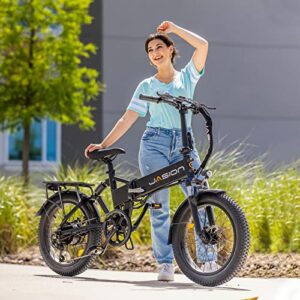 Jasion EB7 2.0 Electric Bike for Adults, 500W Motor 20MPH Max Speed, 48V 10AH Removable Battery, 20" Fat Tire Foldable Electric Bike with Dual Shock Absorber, and Shimano 7-Speed Electric Bicycles