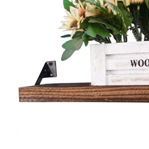 IKJZIZP Rustic Floating Shelves for Wall Decor Wood Wall Shelves for Bedroom Living Room Set of 5 Carbonized Black