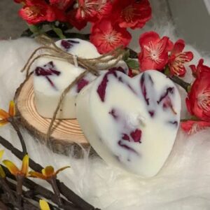 Soy Wax Melt- Peppermint with Rose Petals- Super Fragrant- One Bar Six Cubes- Free Surprise Wax Melt Sample with Order (Peppermint w/Rose Petals)