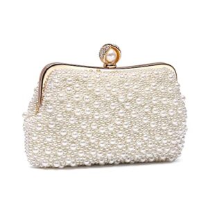 mulian lily m810 womens clutch evening bags full beaded artificial pearls handbag for wedding bridal parites prom ivory