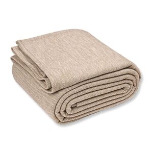 putian merino wool blend blankets – lightweight, ultra-soft, warm throw, 59″x 87″, great for bed, travel, car, camping, all seasons use, kaki