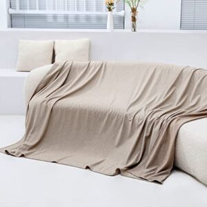 PuTian Merino Wool Blend Blankets - Lightweight, Ultra-Soft, Warm Throw, 59"x 87", Great for Bed, Travel, car, Camping, All Seasons use, Kaki