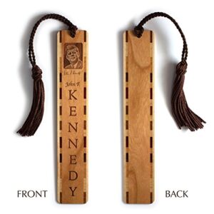 President John F. Kennedy Photo with Signature Engraved Wooden Bookmark with Tassel - Also Available Personalized