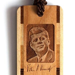 President John F. Kennedy Photo with Signature Engraved Wooden Bookmark with Tassel - Also Available Personalized