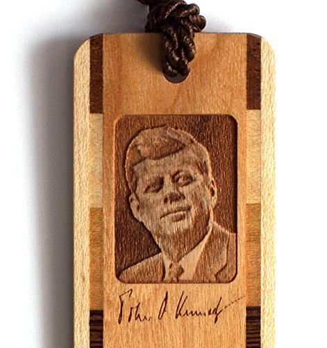 President John F. Kennedy Photo with Signature Engraved Wooden Bookmark with Tassel - Also Available Personalized