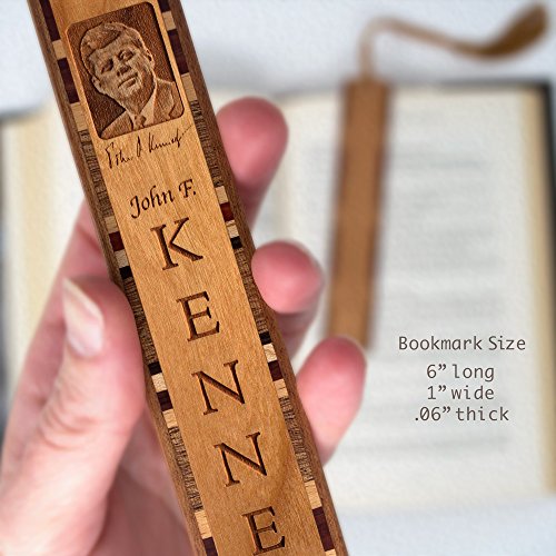 President John F. Kennedy Photo with Signature Engraved Wooden Bookmark with Tassel - Also Available Personalized