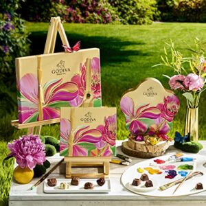 Godiva Chocolatier Gourmet Chocolate Gift Box - Assorted Dark, Milk, White, Raspberry, Caramel, and Chocolate - Elegant Spring Floral Box - 19 Pieces