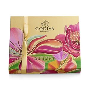 Godiva Chocolatier Gourmet Chocolate Gift Box - Assorted Dark, Milk, White, Raspberry, Caramel, and Chocolate - Elegant Spring Floral Box - 19 Pieces