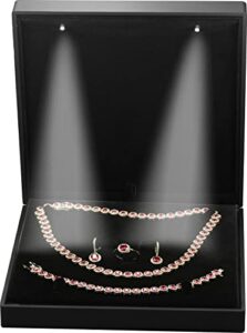 the jewellery pak led black big necklace set jewelry gift box for wedding, birthday, valentine’ day, mother’s day, christmas…luxury led
