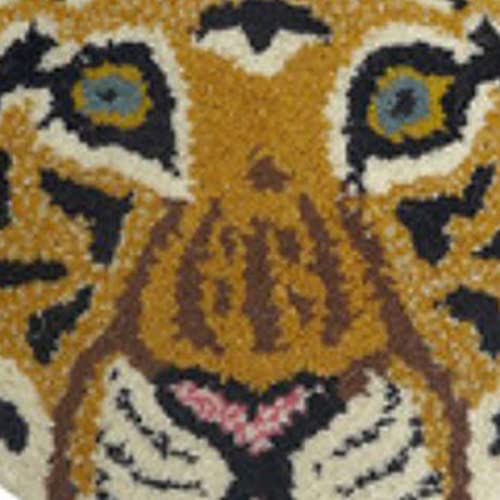 HAHTGSO Tiger Shaped Rug Cute Cartoon Tiger Lion Panda Print Small Rug Animals Bath Mat Small Area Rug Animal Shape Rug, Door Mats Non Slip Floor Mat (Brown Tiger, 40cmx40cm)