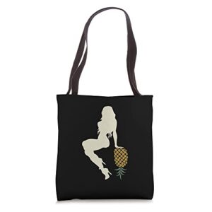 swinger couples upside down pineapple sexy women silhouette tote bag