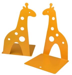 ruoxian cute giraffe nonskid bookends bookend art gift office decoration bookshelf organizer for books, notebooks, housing dvd’s, video games, or cd’s (giraffe-yellow)