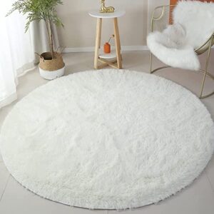 nk decoration fluffy round rug 5.3ft for bedroom soft fuzzy circle rug for kids girls room indoor plush circular nursery rugs shag area rugs for living room cute room decor for baby, ivory
