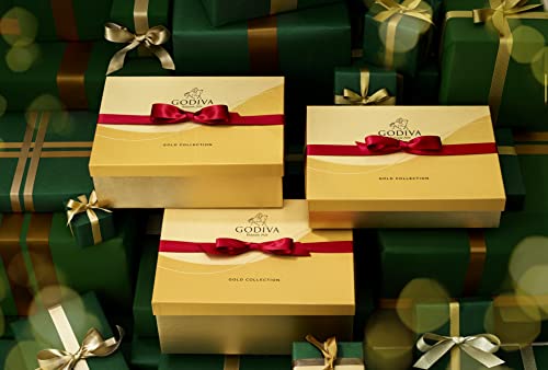 Godiva Chocolatier Holiday Gift Box with Red Ribbon – 36 Piece Assorted Milk, White and Dark Chocolate with Gourmet Fillings - Special Gold Ballotin Gift for Chocolate Lovers