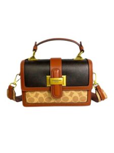 small crossbody bags for women – leather handbag – satchel shoulder bag – fashion design -gold clasp – multifunctional (black)