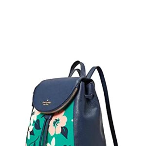 Kate Spade Canvas Leila Small Flap Drawstring Backpack Lily Blooms Green