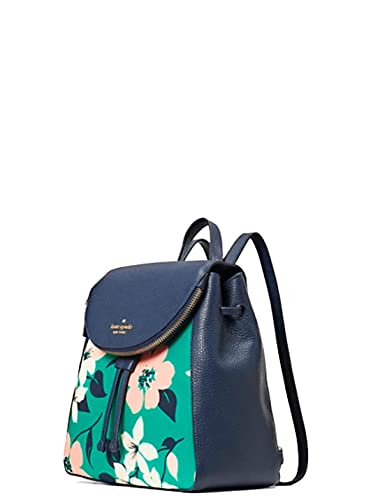 Kate Spade Canvas Leila Small Flap Drawstring Backpack Lily Blooms Green