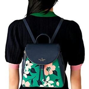Kate Spade Canvas Leila Small Flap Drawstring Backpack Lily Blooms Green