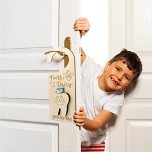 Tooth Fairy Door Hanger with Money Holder Tooth Fairy Pick up Box Encourage Gift for Kids Room Decor (Tooth)