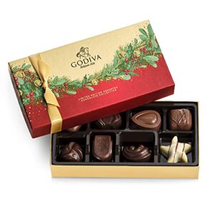 godiva chocolatier holiday 2022 chocolate gift box – 8 piece assorted gourmet dark, milk and white chocolates, 1 gift box – limited edition gift set for chocolate lovers