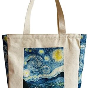 HaoHakka Tote Bag Aesthetic, Canvas Graphic Trendy Cute Tote Bags with Zipper Pockets (Starry Night)