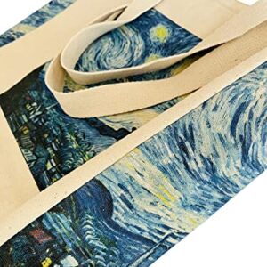 HaoHakka Tote Bag Aesthetic, Canvas Graphic Trendy Cute Tote Bags with Zipper Pockets (Starry Night)