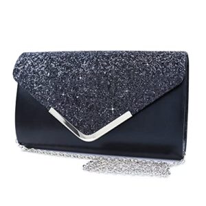 carwales black evening clutch women’s sequin envelope handbags shiny clutch purse wedding prom party bridal bag for women(black)