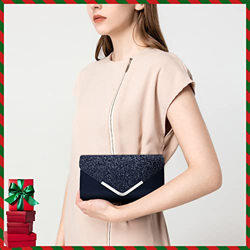 Carwales Black Evening Clutch Women's Sequin Envelope Handbags Shiny Clutch Purse Wedding Prom Party Bridal Bag for Women(Black)