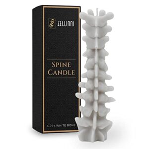 zellinni spine candle for gothic decor – premium unscented soy candle w/ cotton wick for clean burn – goth room decor vertebra candles for parties, home, rituals – halloween decorations indoor