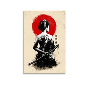 xdtiopimy retro asian art poster geisha samurai decor japanese wall decor contemporary japanese poster asian decor canvas painting pictures for wall art unframed size 16×24 inchs