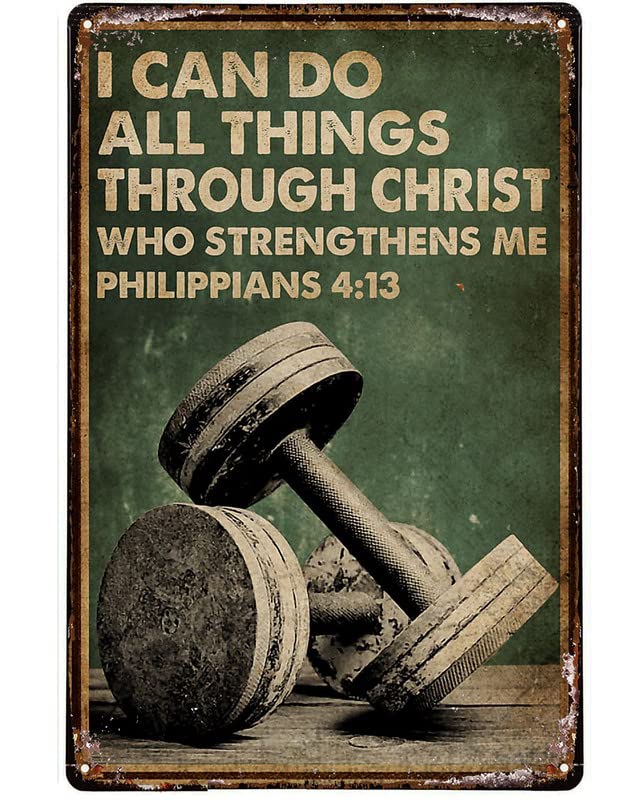 I Can Do All Things Through Christ Gym Motivational Sign for Gym Workout Sign for Home Gym Motivational Sign Fitness Sign Workout Room Decor Inspirational Posters Gym Wall Art 8"x12"