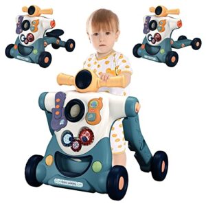 baby sit-to-stand learning walker, 3 in 1 baby walker for boys girls toddlers, educational baby push walkers with entertainment activity center, baby music learning toy gift for infant boys girls