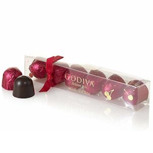 godiva chocolatier holiday gourmet chocolate coverred cherry cordials, stocking stuffer, 6 count, 3 ounces