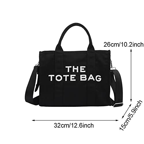 GLOD JORLEE Women's Tote Bag - Trendy Canvas Crossbody Shoulder Tote Handbags (Black)