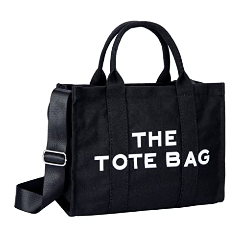 GLOD JORLEE Women's Tote Bag - Trendy Canvas Crossbody Shoulder Tote Handbags (Black)