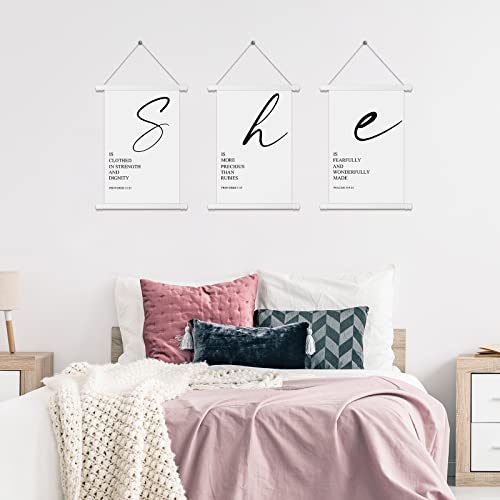 3 Pieces Woman Art Bible Verses Inspirational Quotes Saying Christian Wall Art Christian Framed Art with Verse Proverbs 3:15 Motivational Quotes for Nursery Home Office Decor, 7.9 x 11.8 Inches