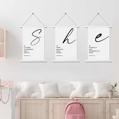 3 Pieces Woman Art Bible Verses Inspirational Quotes Saying Christian Wall Art Christian Framed Art with Verse Proverbs 3:15 Motivational Quotes for Nursery Home Office Decor, 7.9 x 11.8 Inches