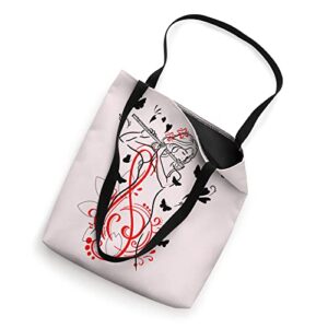 Cute Girl Playing Flute with Butterfly Flutist Music Gift Tote Bag