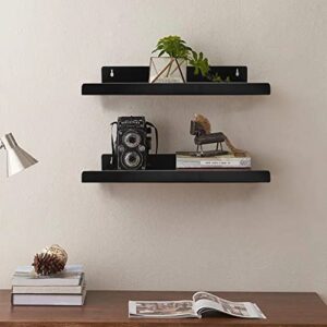 ofilles 2pcs black metal wall shelf, floating shelf wall storage, book wall shelves for bedroom, living room, bathroom, kitchen. 11.8in*4.7in