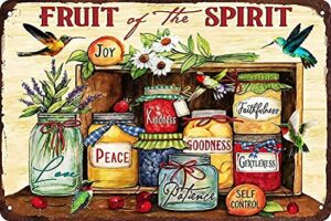 krouterebs fruit of the spirit peace kindness decor poster no frame metal tin sign hanging retro plaque kitchen poster cafe bar pub store man cave art novelty designs 8x12 inch