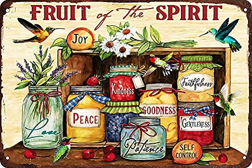 Krouterebs Fruit of The Spirit Peace Kindness Decor Poster No Frame Metal Tin Sign Hanging Retro Plaque Kitchen Poster Cafe Bar Pub Store Man cave Art Novelty Designs 8X12 Inch