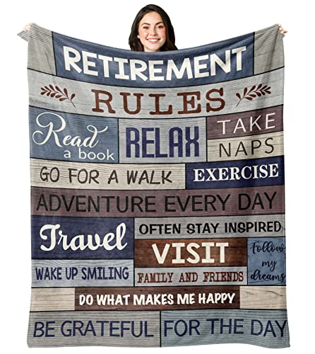 Basiole Retirement Gifts for Men, Best Retirement Gifts for Women, Funny Retirement Blanket, Retired Gifts for Men, Farewell Gifts for Coworkers, Gift Retirement Ideas Throw Blankets 50"X60"