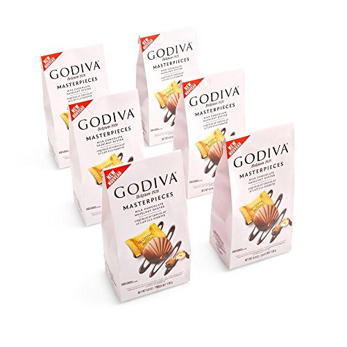 Godiva Chocolatier Masterpiece Milk Chocolate Hazelnut Praline Oysters, Chocolate Treats, Praline Candy, Pack of 6