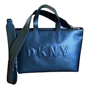dkny tilly small zip tote black/silver one size