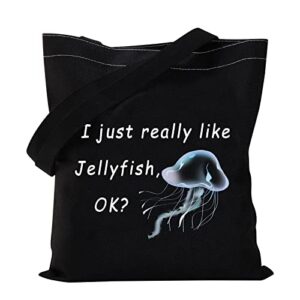 vamsii jellyfish tote bag i just really like jellyfish ok funny jellyfish gifts for jellyfish lovers sea animal gifts (i just really like jellyfish, ok?)