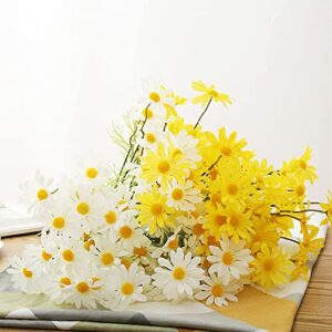 XIYUAN 15 Bundles Artificial Daisy Flowers 21" High Small Daisy Artificial Flower Outdoor Silk Flowers Fake Wildflowers Faux Greenery Shrubs Plants with - for Wedding Decoration Home Decoration